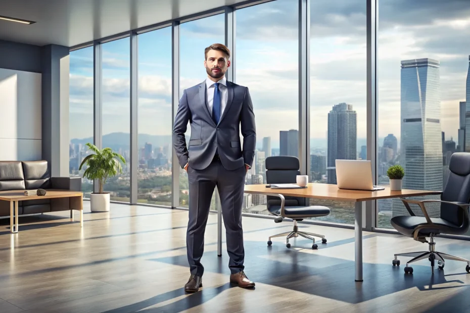 a man stand up alone in a office to illustrate Navigating Just Be Yourself Advice in Social and Professional Settings