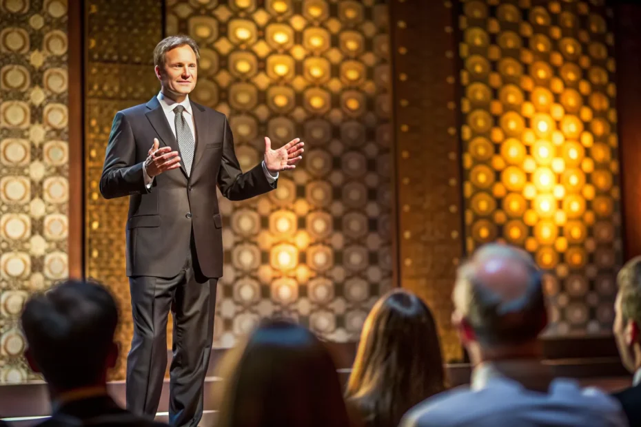 a man with his audience talking about Tips for Feeling Less Nervous About Public Speaking and Captivating Your Audience