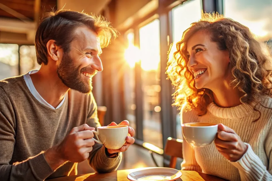 man and woman talkin in a cafe about The Ultimate Guide to Genuine Social Interactions